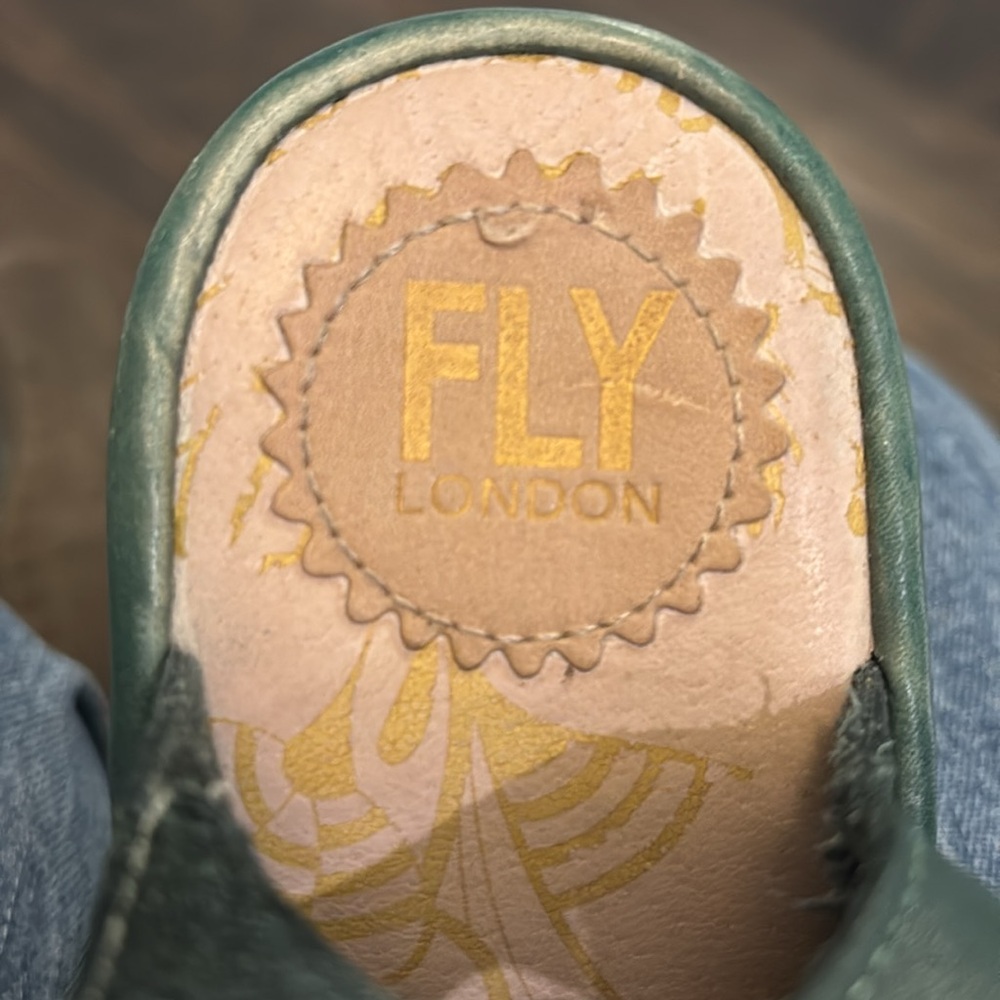 Fly London Teal Green Cutout Lace-Up Wedge Sandals - Picture 6 of 7